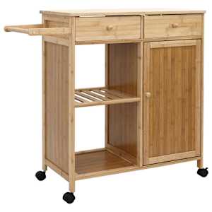 vidaXL K&ouml;&ouml;gik&auml;ru ratastega Neutraalne 90,5 x 36 x 86,5 cm Bambus