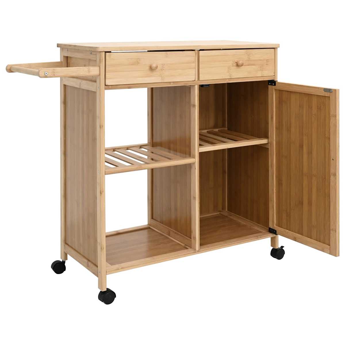 Køkkenvogn med hjul Naturfarvet 90,5 x 36 x 86,5 cm Bambus - Billede 4