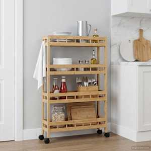Kuchyňský vozík s koly Přírodní 60 x 18 x 97 cm Bambus - obrázek 3