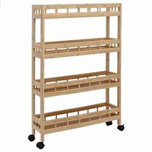 vidaXL K&ouml;&ouml;gik&auml;ru ratastega Neutraalne 60 x 18 x 97 cm Bambus