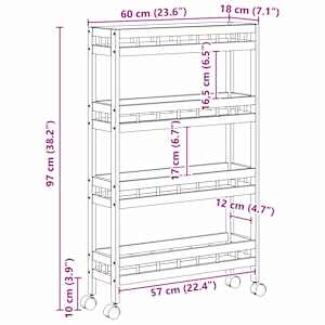 Kuchyňský vozík s koly Přírodní 60 x 18 x 97 cm Bambus - obrázek 9