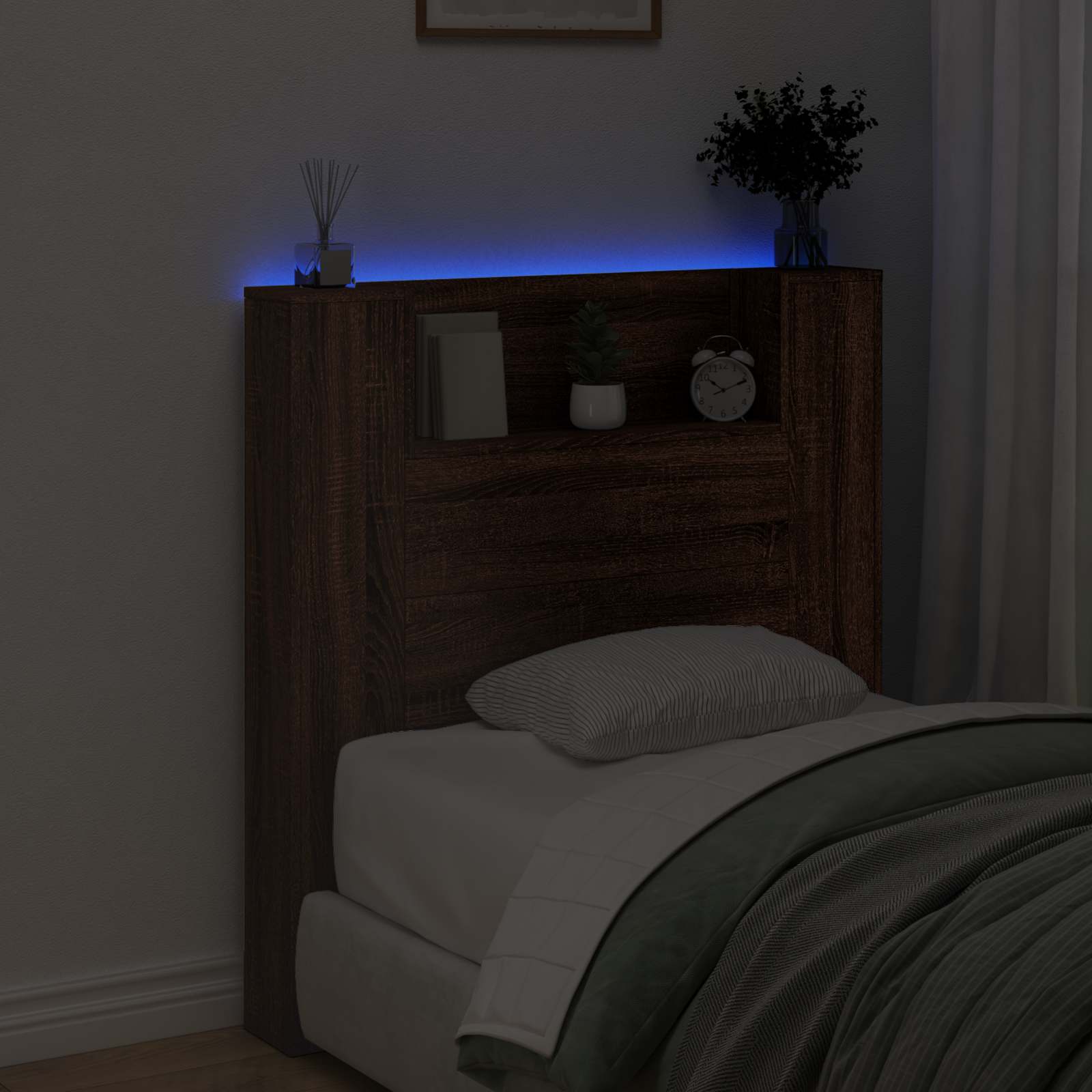 Päätylevy Ruskea tammi 100 x 16,5 x 103,5 cm Tekninen puu - Image 4