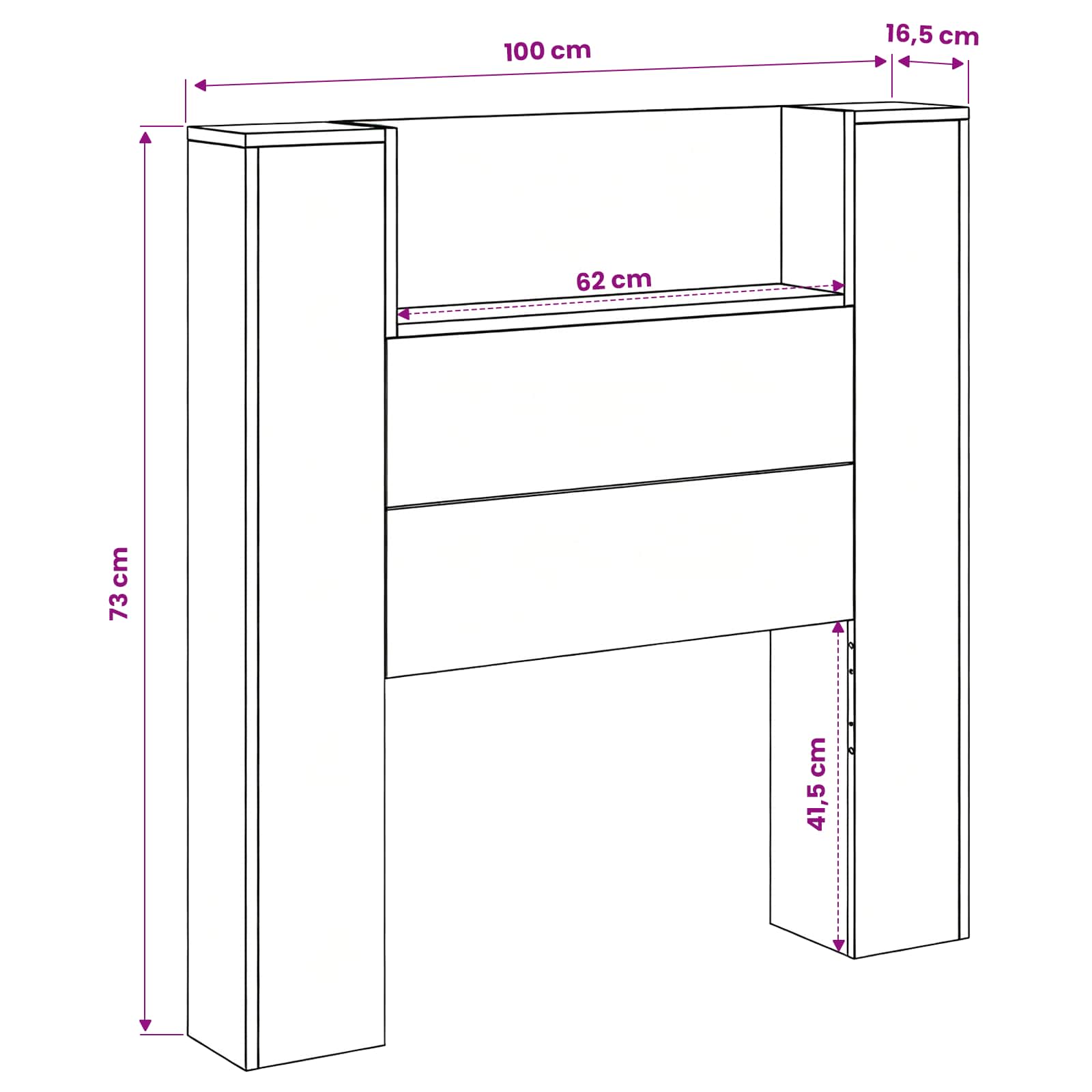 Čelo postele s policí Betonově šedá 100 x 16,5 x 103,5 cm - obrázek 13