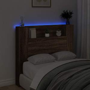 Úložné čelo postele s LED Hnědý dub Kompozitní dřevo - obrázek 4