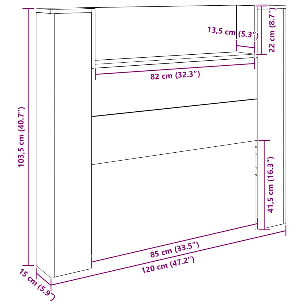 Vzglavje Črna Orehovina 120 x 15 x 103,5 cm Konstruiran les - slika 12