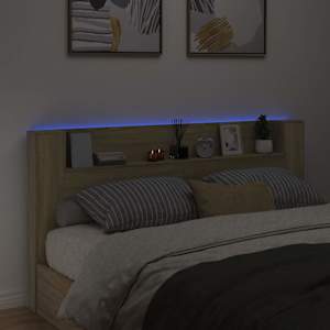 Úložné čelo postele s LED Dub sonoma Kompozitní dřevo - obrázek 4