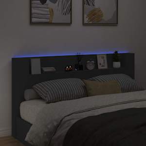 Úložné čelo postele s LED Černá Kompozitní dřevo - obrázek 4