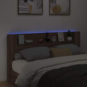 Úložné čelo postele s LED Hnědý dub Kompozitní dřevo - obrázek 4