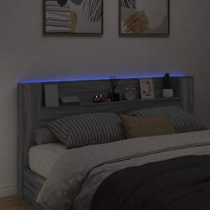 Úložné čelo postele s LED Šedý Sonoma Kompozitní dřevo - obrázek 4