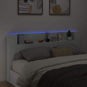 Úložné čelo postele s LED Bílá Kompozitní dřevo - obrázek 4
