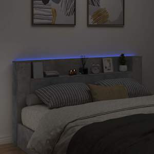 Úložné čelo postele s LED Betonově šedá Kompozitní dřevo - obrázek 4