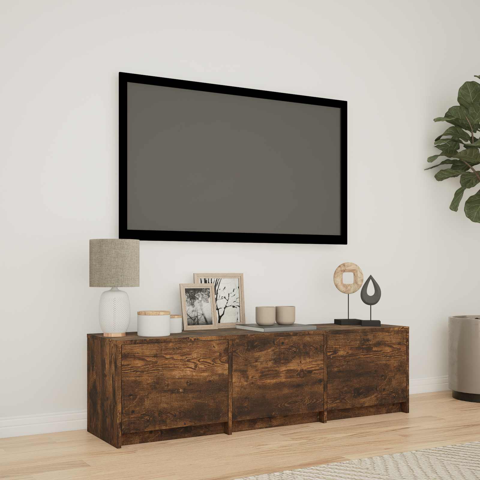 vidaXL Mobilier TV cu LED cu LED Stejar Afumat 140 x 34 x 40 cm