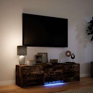 TV skříň s LED 140 x 34 x 40 cm Uzený Dub Dřevěný materiál - obrázek 4