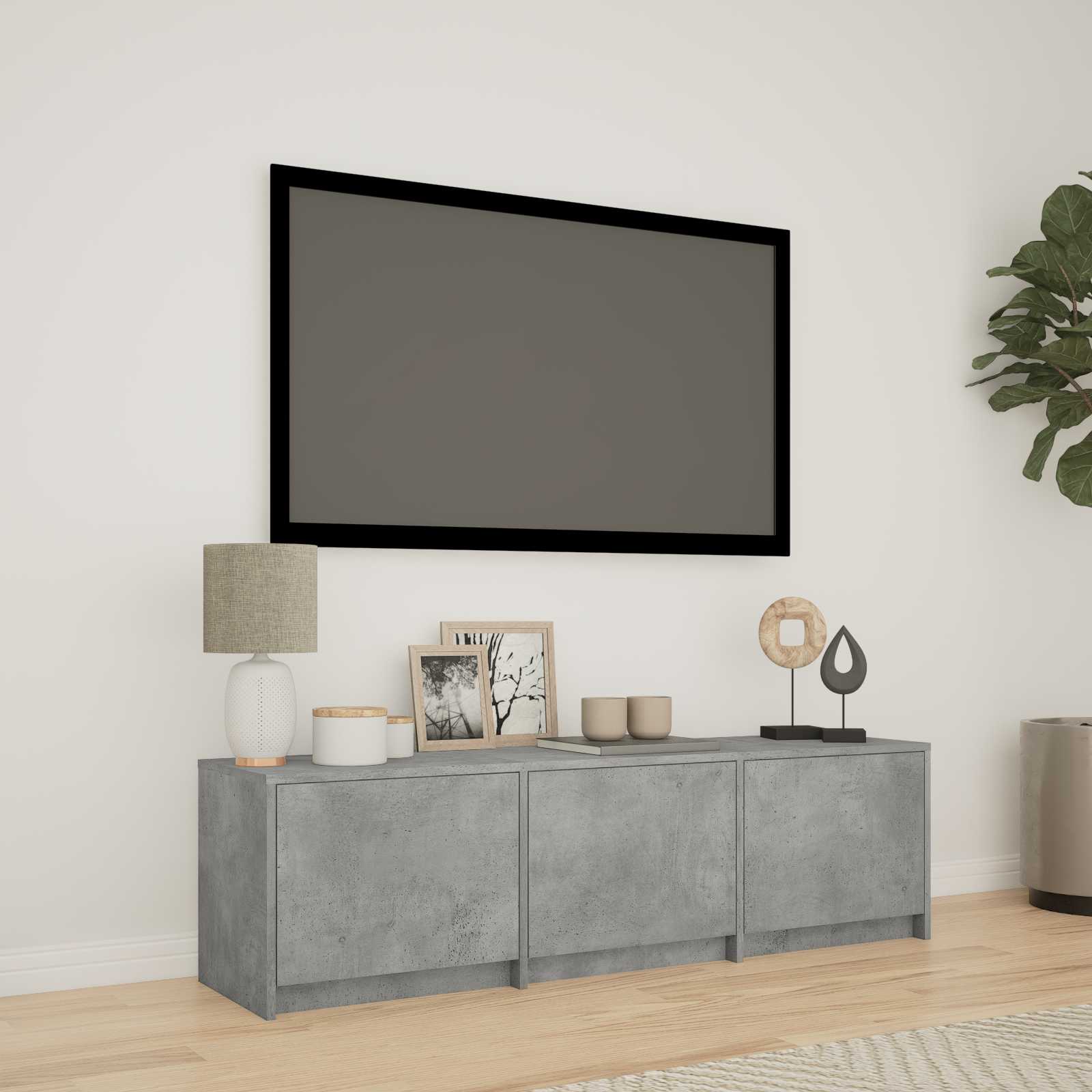 vidaXL Mobilier TV cu LED Gri Beton 140 x 34 x 40 cm Lemn prelucrat