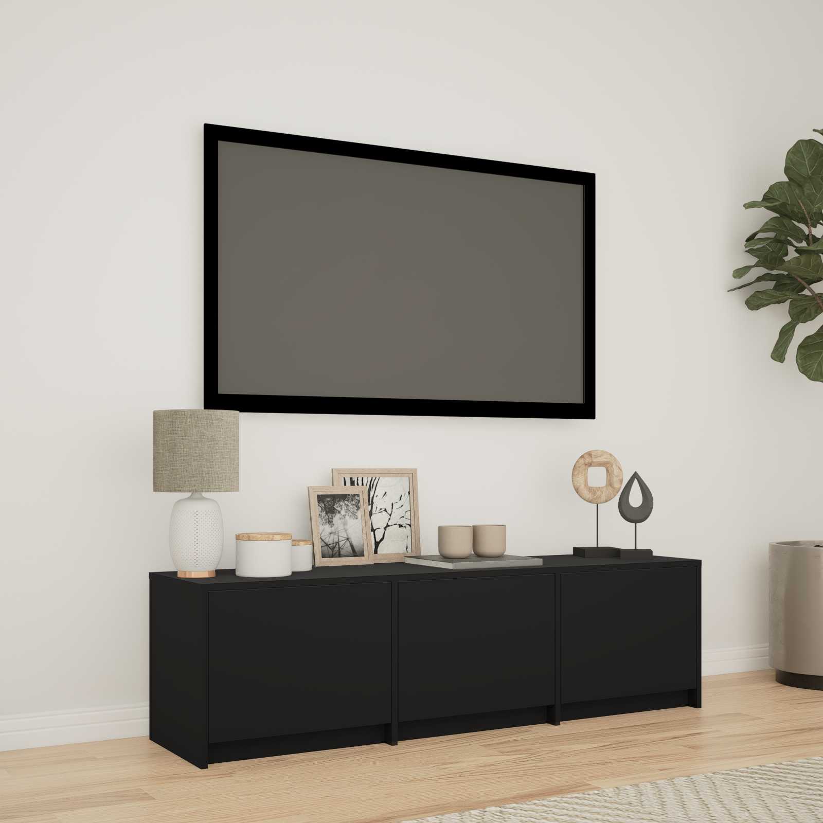 vidaXL Mobilier TV cu LED cu LED Negru 140 x 34 x 40 cm Lemn prelucrat