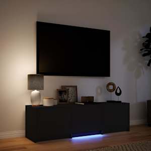 TV skříň s LED 140 x 34 x 40 cm Černý Dřevěný materiál - obrázek 4