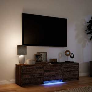 TV skříň s LED 140 x 34 x 40 cm Hnědý dub Dřevěný materiál - obrázek 4
