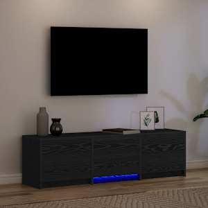 TV skříň s LED Černý Dub 140 x 34 x 40 cm Dřevěný materiál - obrázek 5
