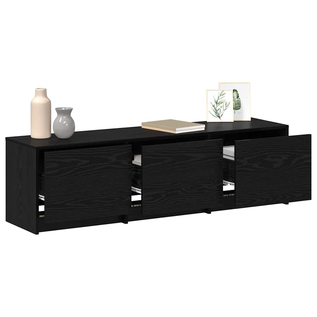 vidaXL TV kast met LED's Zwart Eiken 140 x 34 x 40 cm Bewerkt hout