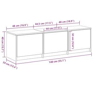 TV skříň s LED Černý Dub 140 x 34 x 40 cm Dřevěný materiál - obrázek 14