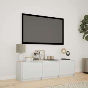 TV skříň s LED Bílý 140 x 34 x 40 cm Dřevěný materiál