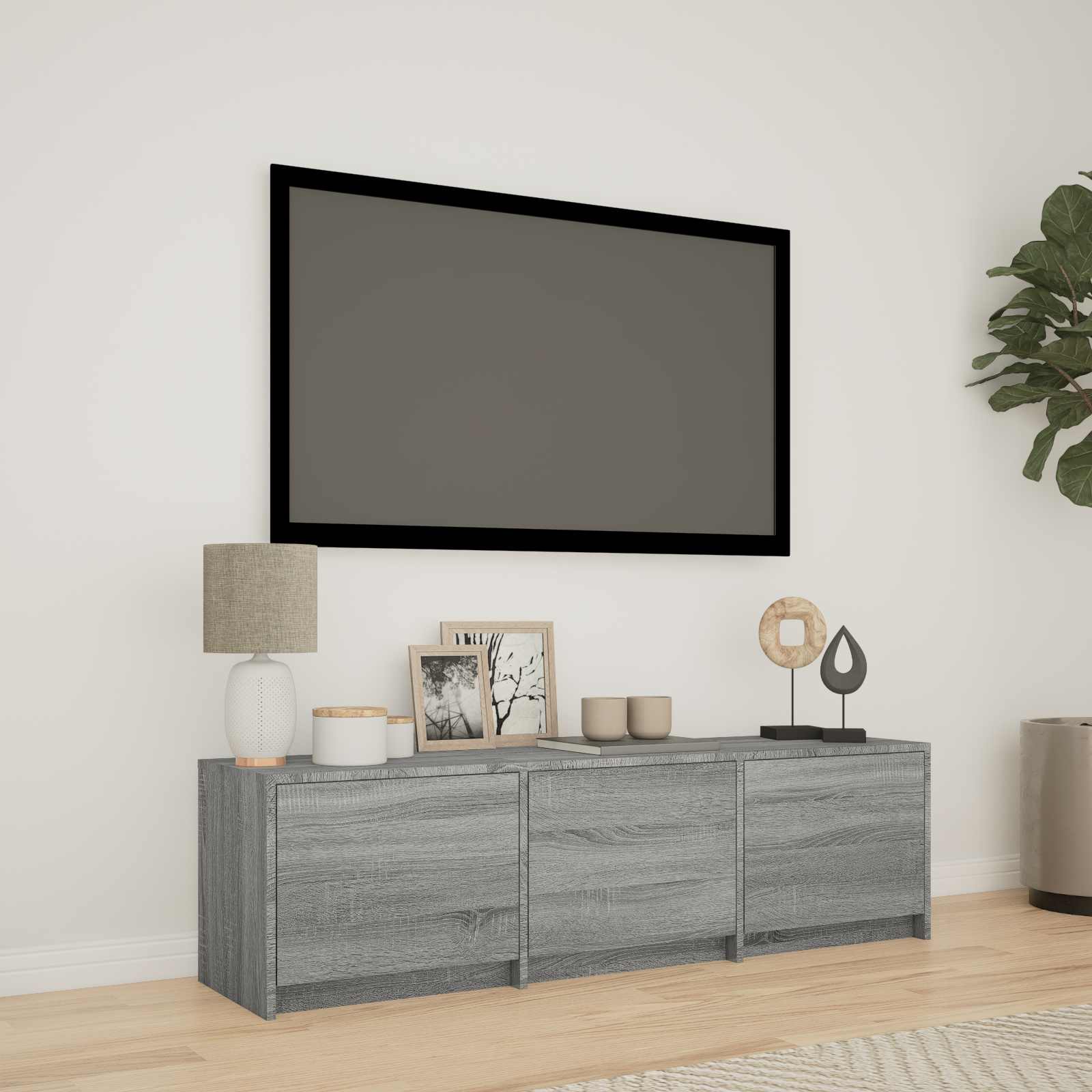 vidaXL Mobilier TV cu LED Sonoma gri 140 x 34 x 40 cm Lemn prelucrat
