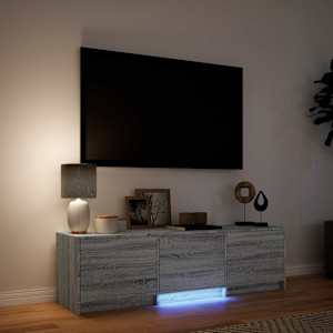 TV skříň s LED 140x34x40 cm Šedá Sonoma Dřevěný materiál - obrázek 4