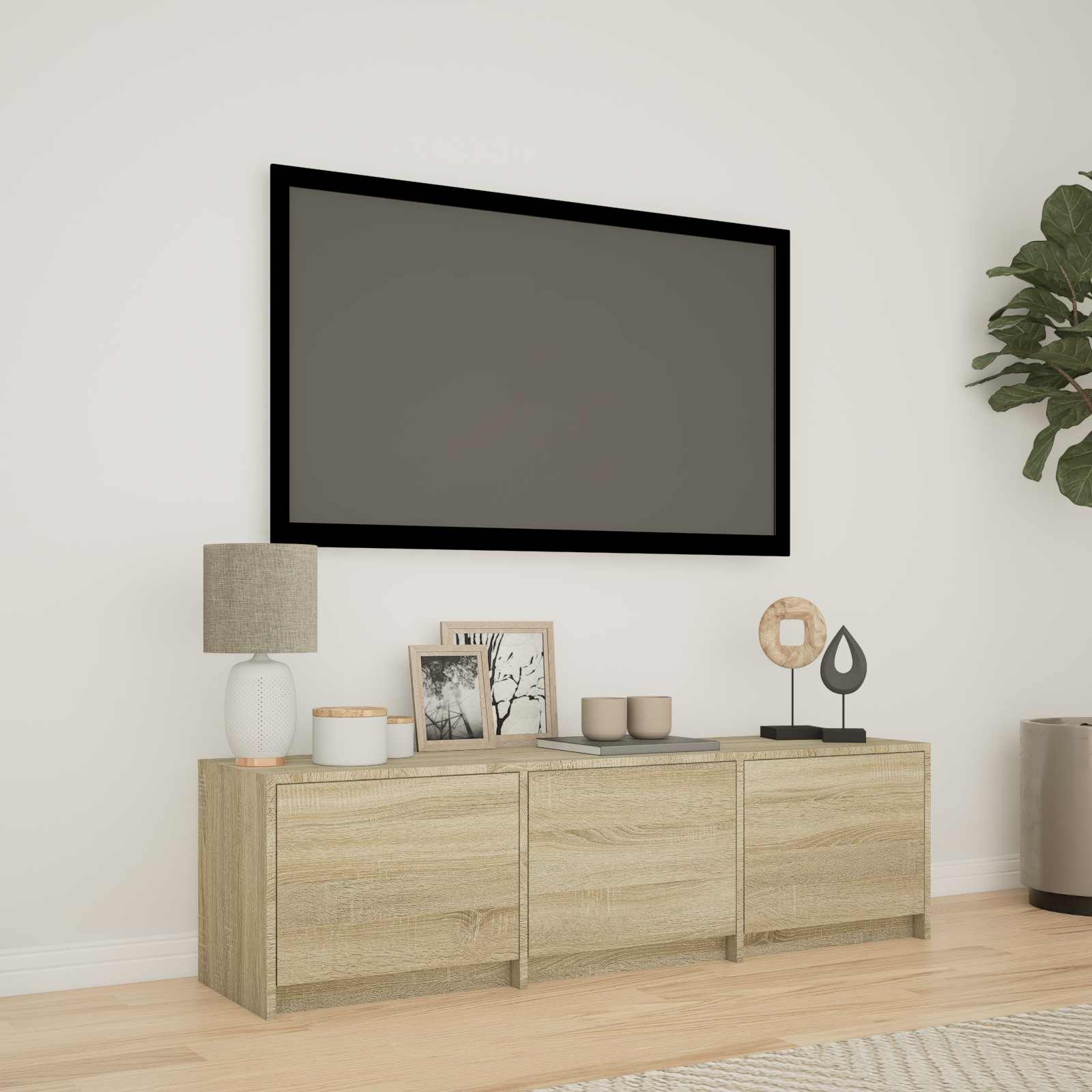 TV-kaappi LED-valolla Sonoman tammi 140 x 34 x 40 cm
