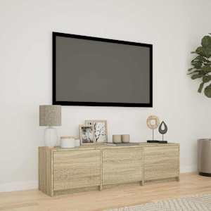 TV skříň s LED 140 x 34 x 40 cm Sonoma dub Dřevěný materiál - obrázek 1