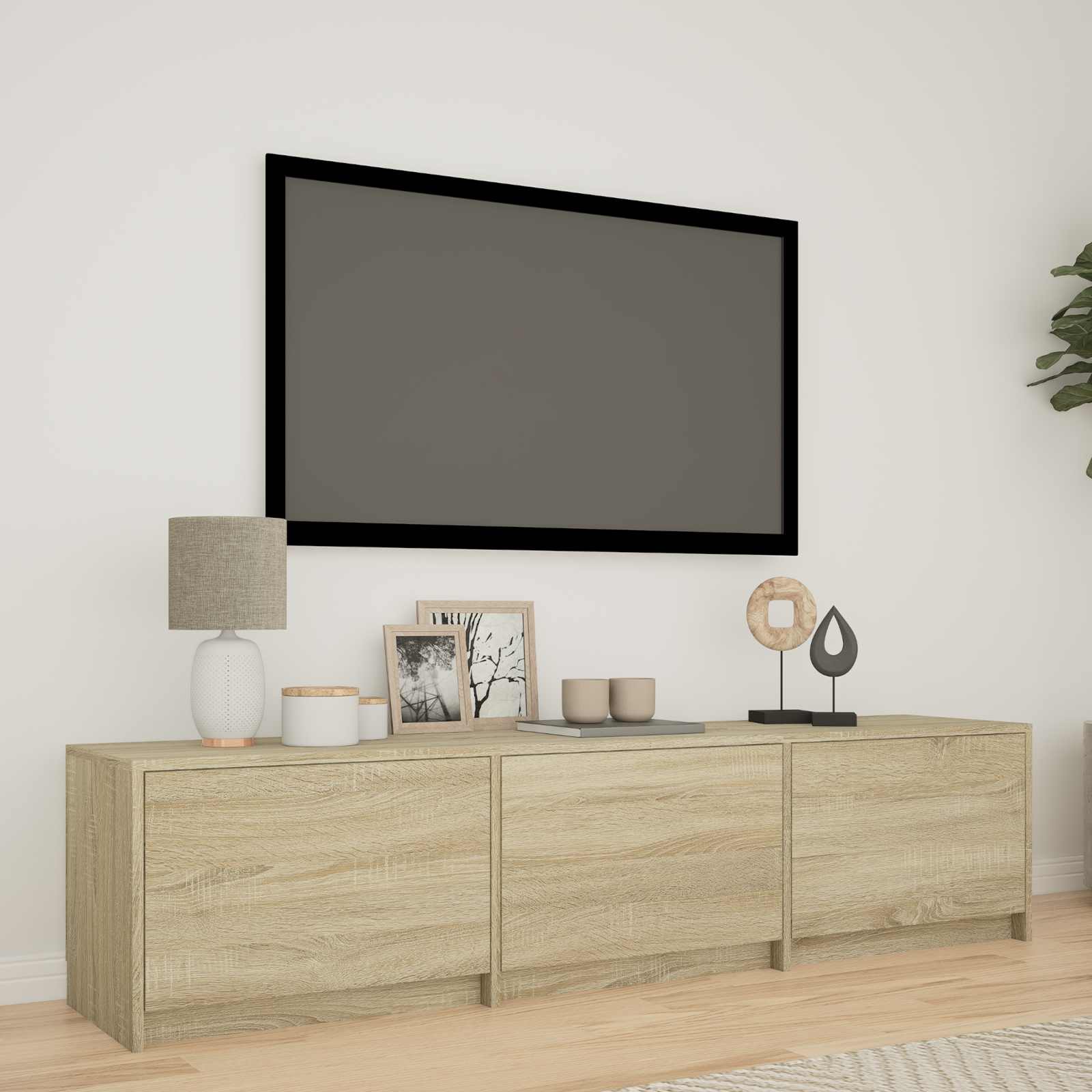 TV-kaappi LED-valolla Sonoman tammi 165 x 34 x 40 cm