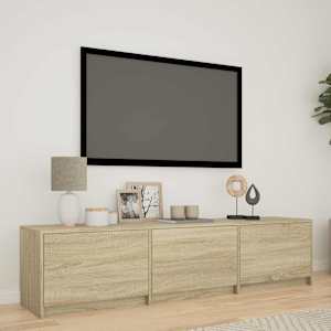 TV skříň s LED 165 x 34 x 40 cm Sonoma dub Dřevěný materiál - obrázek 1