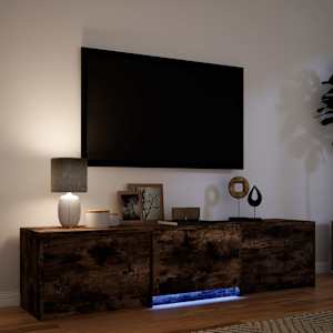 TV skříň s LED 165 x 34 x 40 cm Uzený Dub Dřevěný materiál - obrázek 4