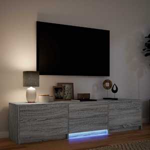 TV skříň s LED 165x34x40 cm Šedá Sonoma Dřevěný materiál - obrázek 4