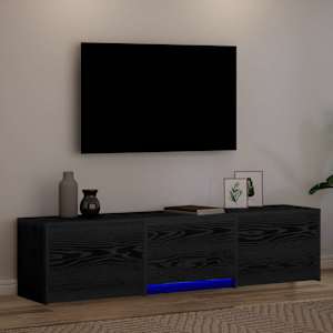 TV skříň s LED Černý Dub 165 x 34 x 40 cm Dřevěný materiál - obrázek 5
