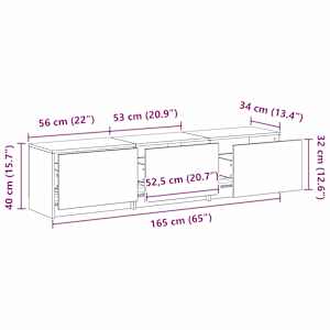 TV skříň s LED Černý Dub 165 x 34 x 40 cm Dřevěný materiál - obrázek 14
