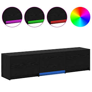 TV skříň s LED Černý Dub 165 x 34 x 40 cm Dřevěný materiál - obrázek 4