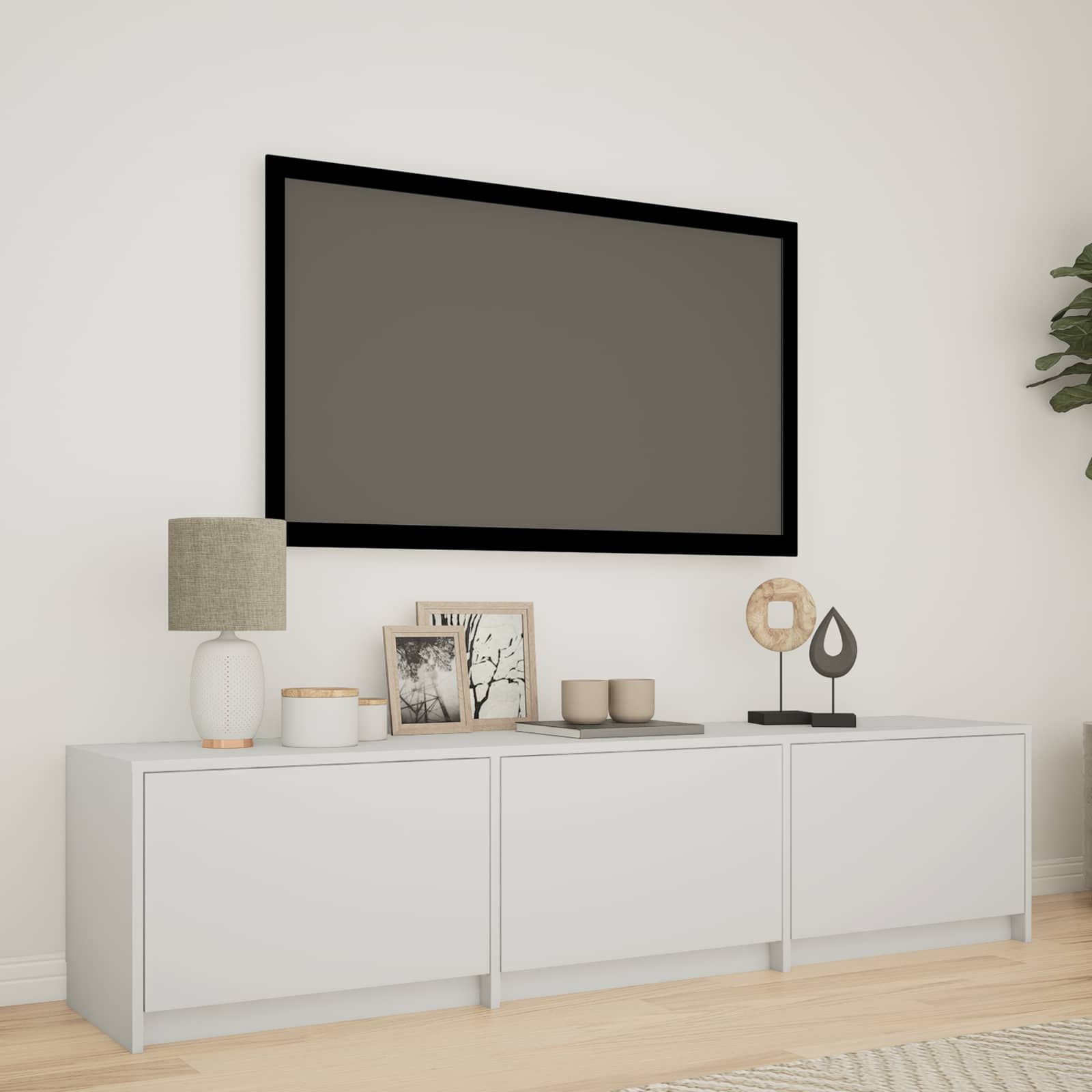 vidaXL Mobilier TV cu LED cu LED Alb 165 x 34 x 40 cm Lemn prelucrat