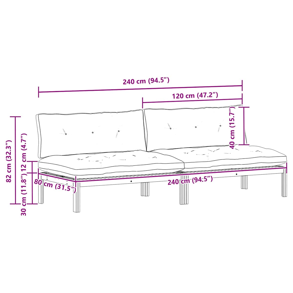 Midter Sofa Enhed Lys Akacie og Akacietræ - Billede 8