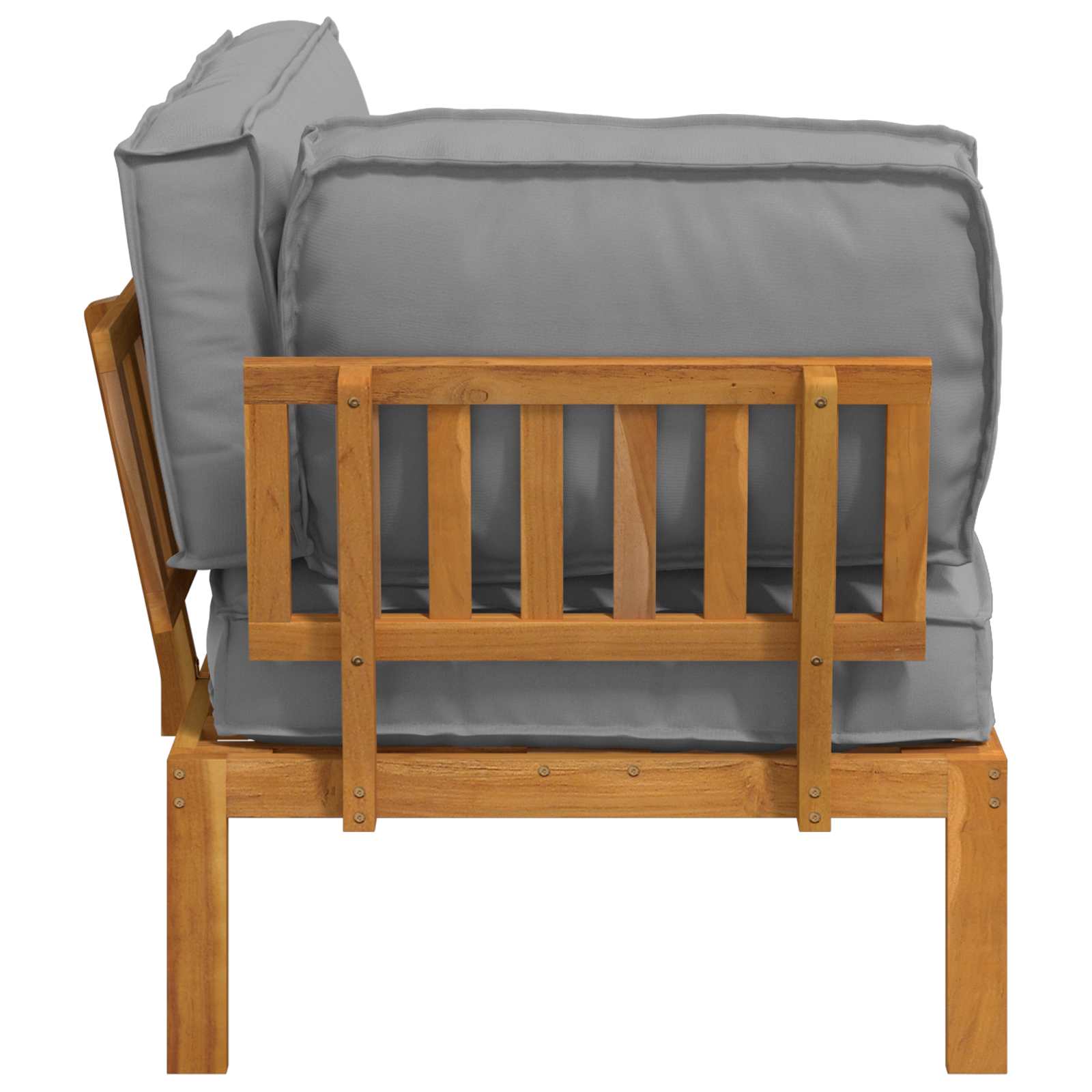 Bankstel met kussen Grijs 131,5 x 92 x 69 cm Massief Acaciahout image 7