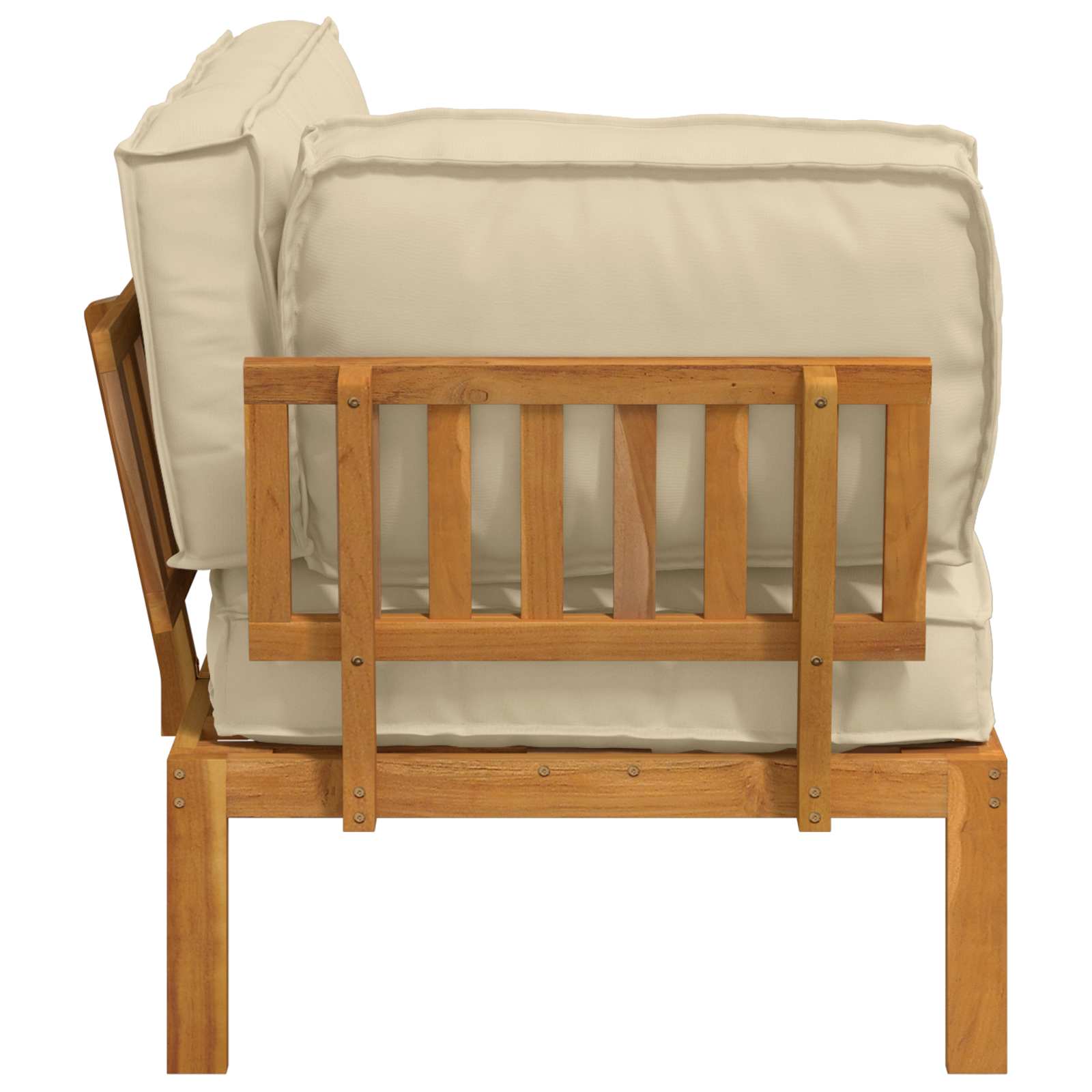 Bankstel met kussen Beige 133 x 92 x 69 cm Massief Acaciahout image 7