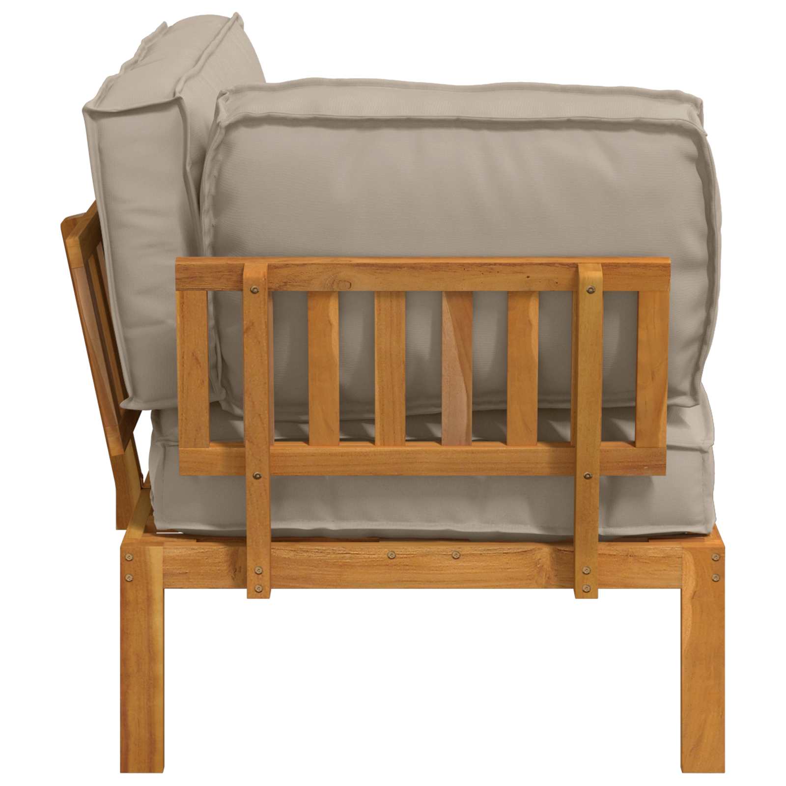 Bankstel met kussen Taupe 133 x 92 x 69 cm Massief Acaciahout image 7