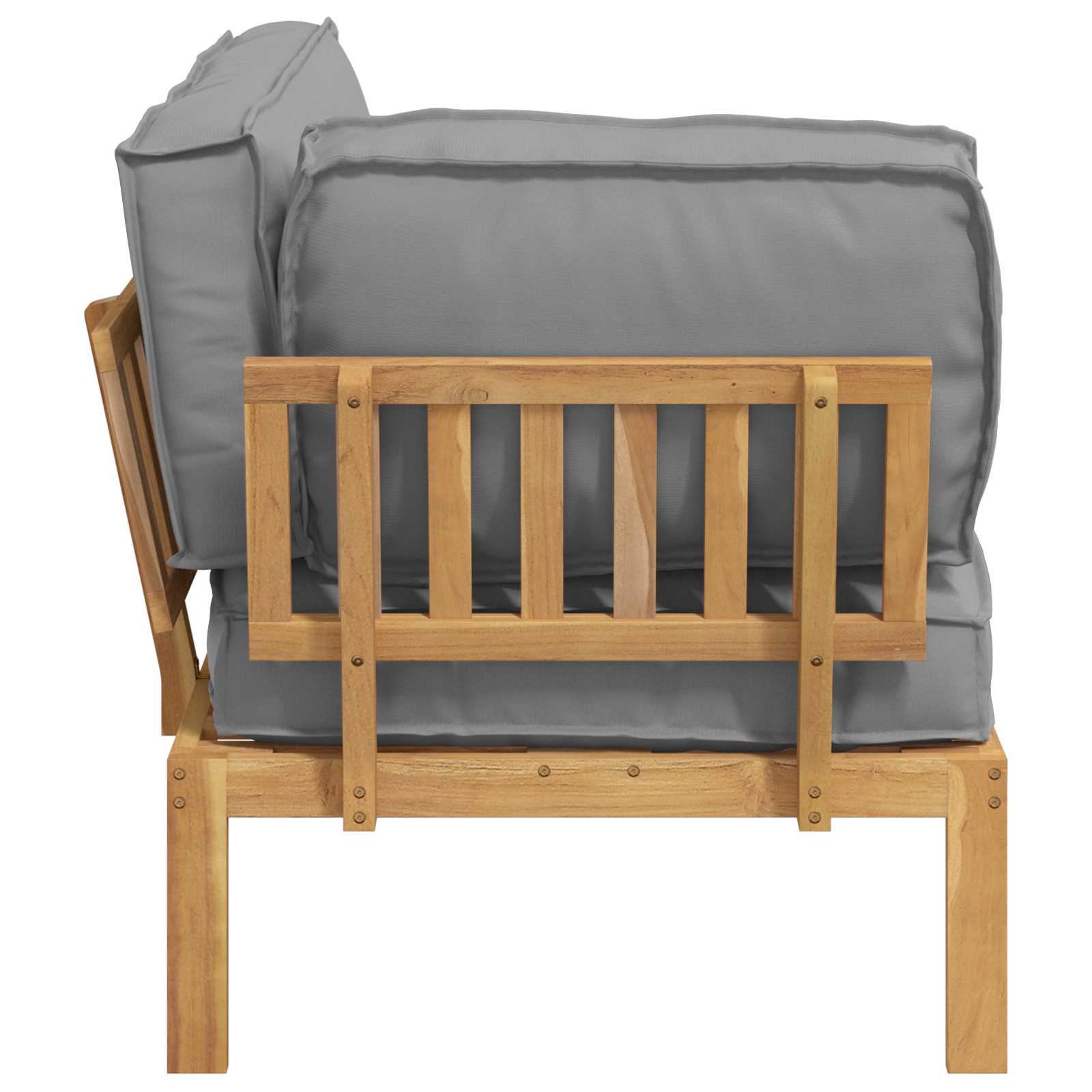 Bankstel met kussen Grijs 131,5 x 92 x 69 cm Massief Acaciahout image 8