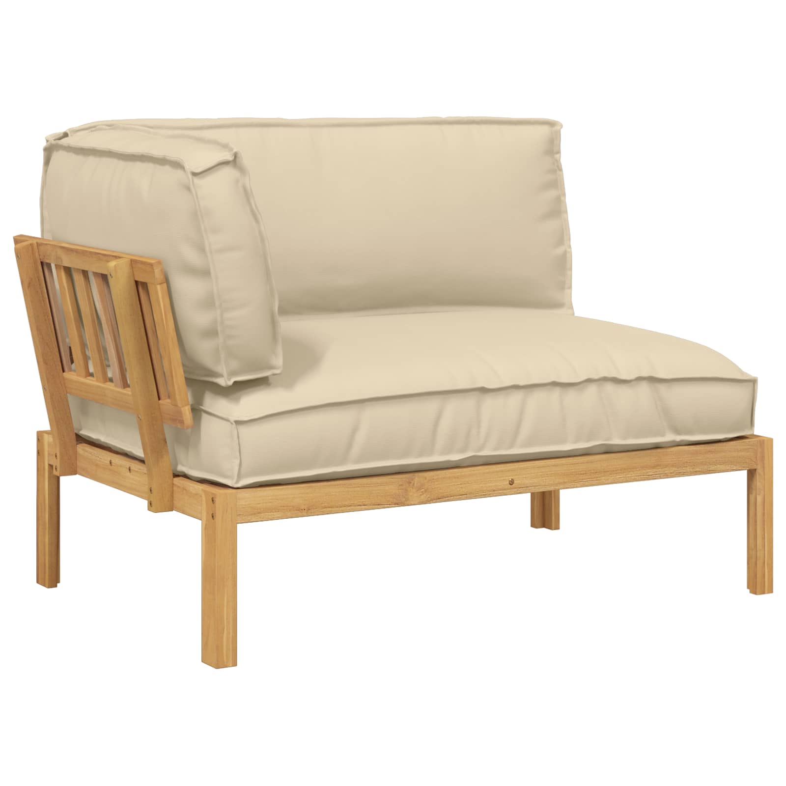 Bankstel met kussen Beige 133 x 92 x 69 cm Massief Acaciahout image 2
