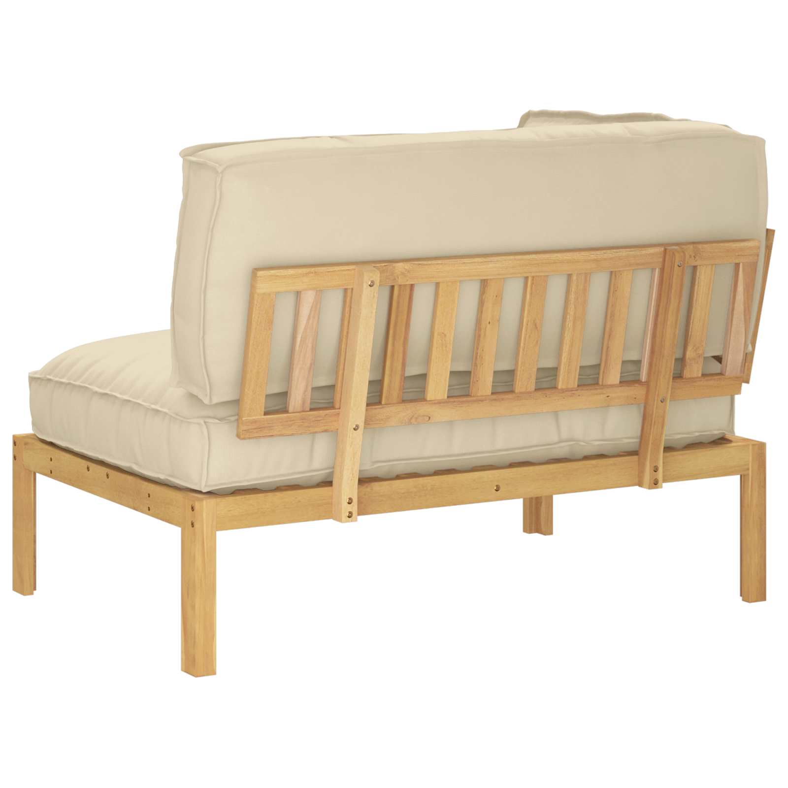 Bankstel met kussen Beige 133 x 92 x 69 cm Massief Acaciahout image 9