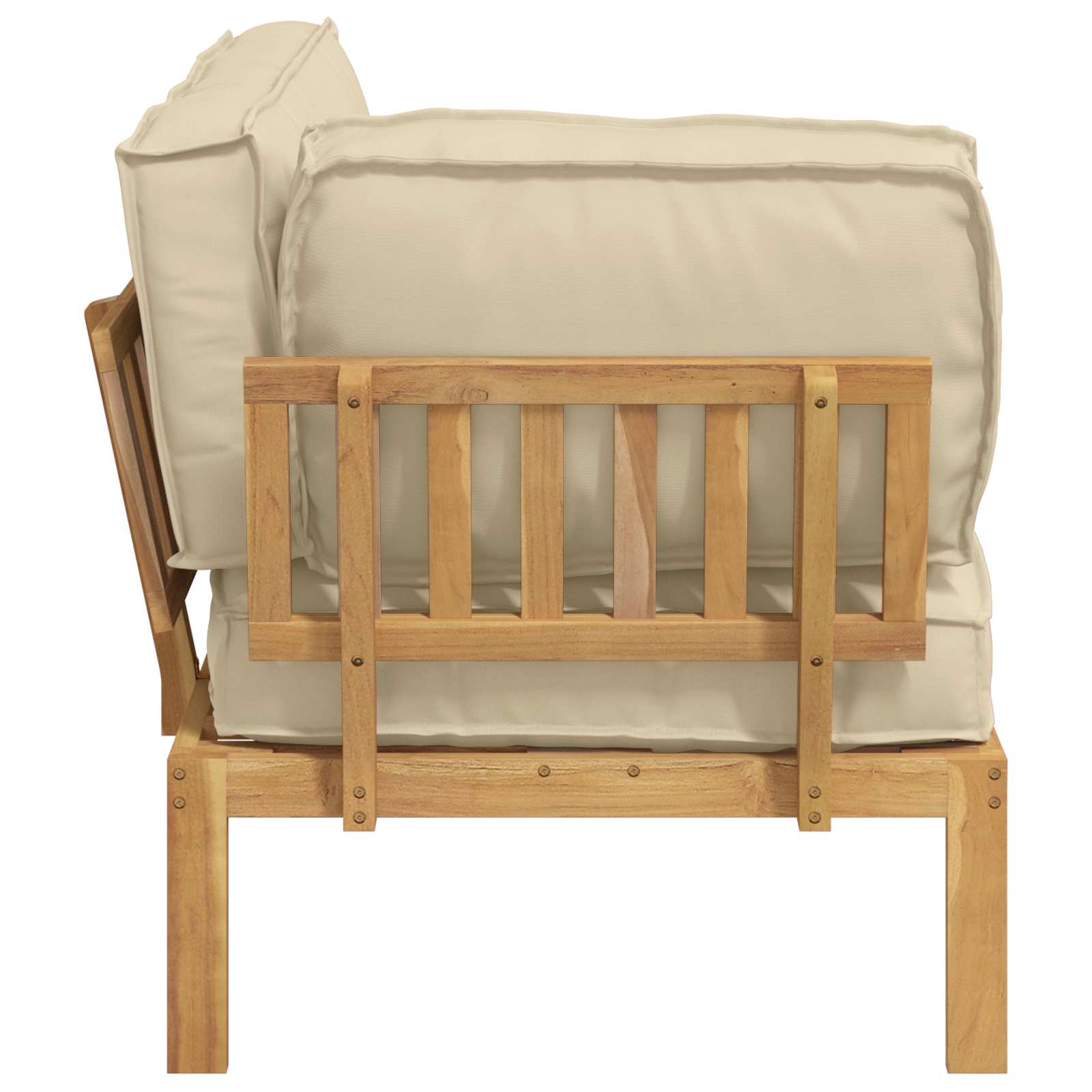 Bankstel met kussen Beige 133 x 92 x 69 cm Massief Acaciahout image 8