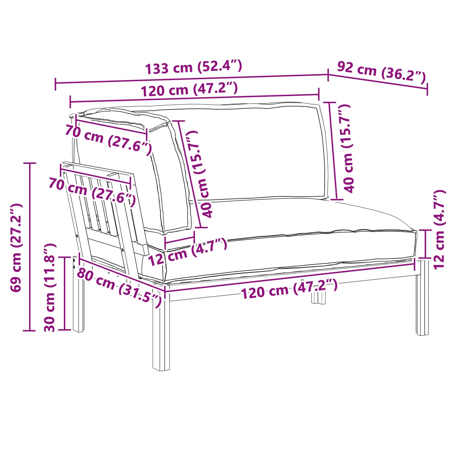 Bankstel Blad Bladpatroon 133 x 92 x 69 cm Massief Acaciahout image 12