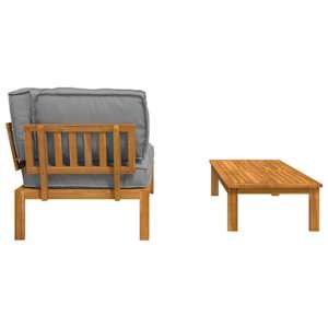 Set pohovek s polštářem 2 pcs Šedá Masivní akátové dřevo - obrázek 10