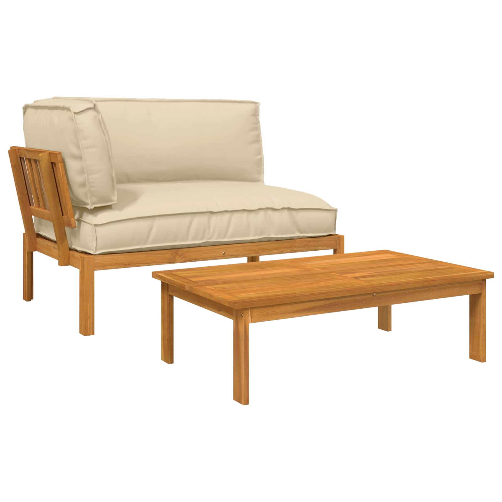 Bankstel met kussen Effen 2 pcs Beige Massief Acaciahout image 2
