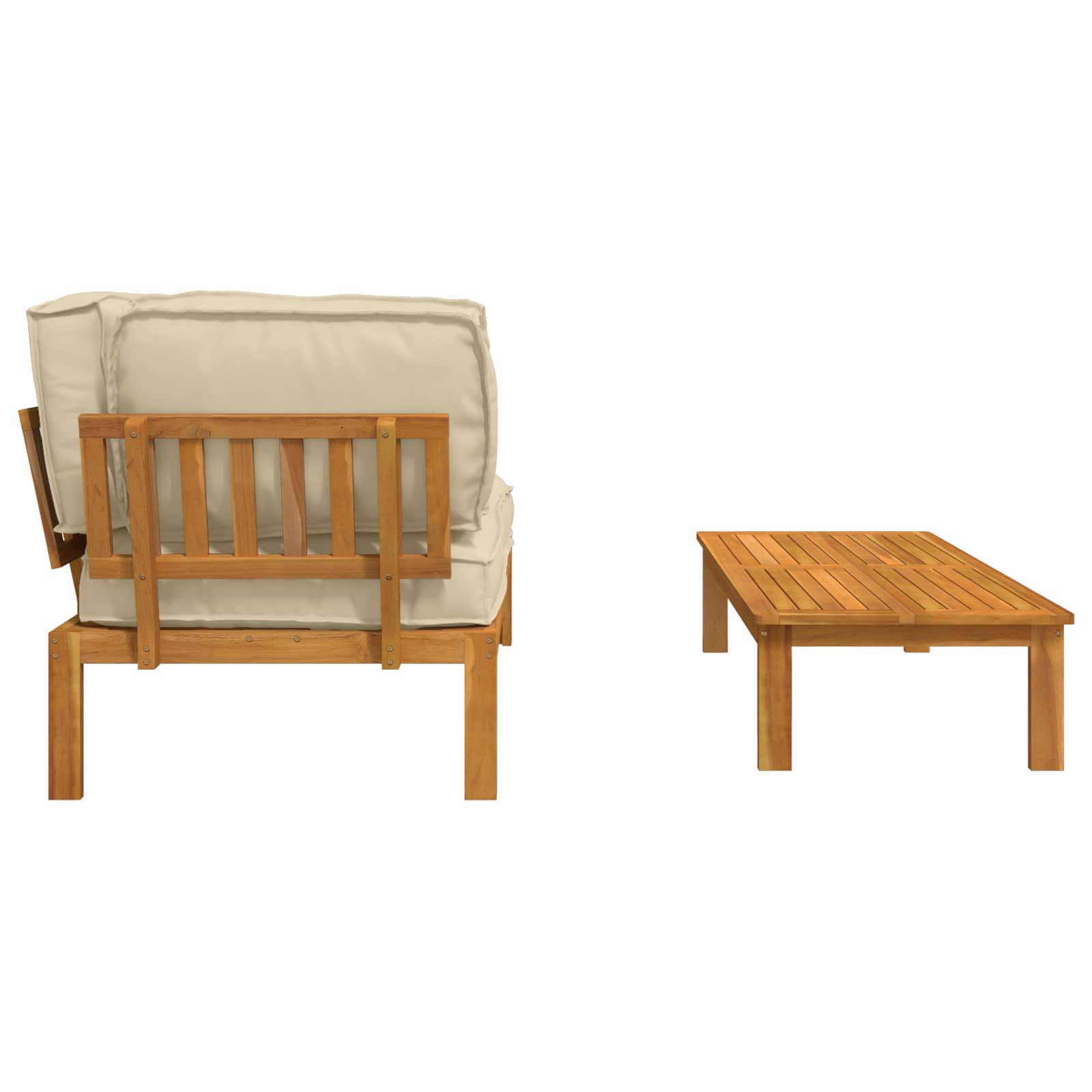 Bankstel met kussen Effen 2 pcs Beige Massief Acaciahout image 10