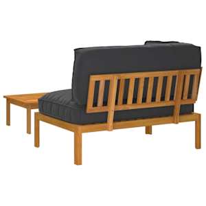 Set pohovek s polštářem 2 pcs Černá Masivní akátové dřevo - obrázek 11